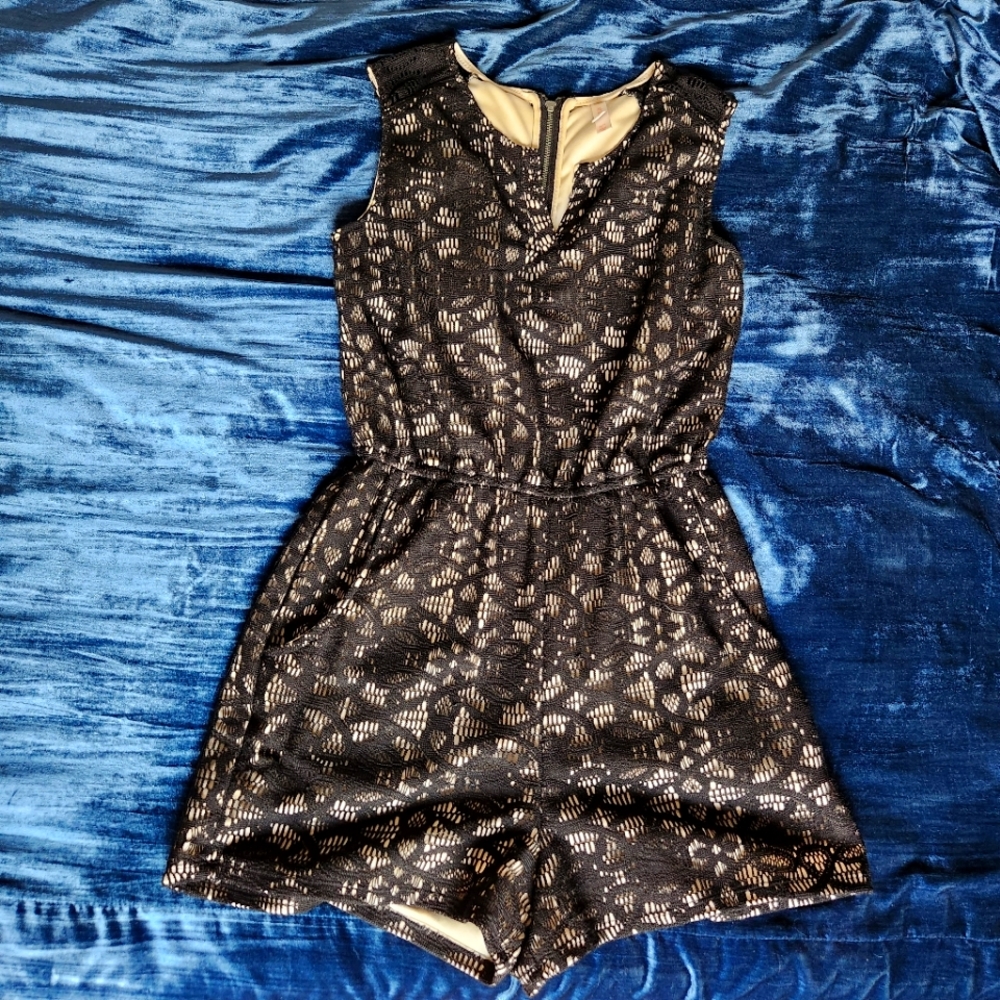 Lace Romper Sleeveless Illusion Crochet